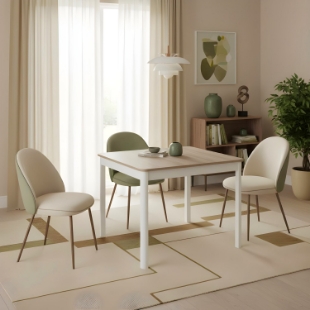 	Masa patrata fixa 92 cm satin/alb Waldo