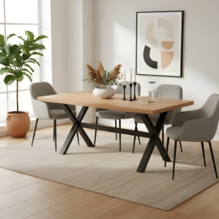 	Masa fixa 180 cm stejar/negru X Colton