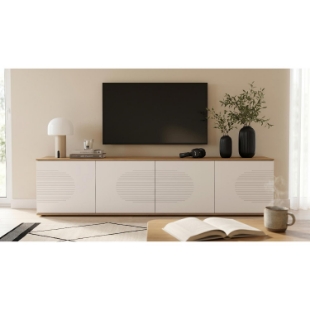 Mix mobilier living modular, L 240 cm, stejar alb, Ayano