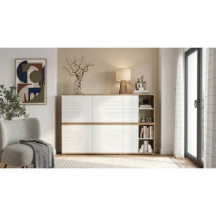 Mix mobilier living modular, 180 cm, stejar alb, Ayano