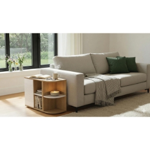 Mix mobilier living modular, L 95 cm, stejar alb, Ayano